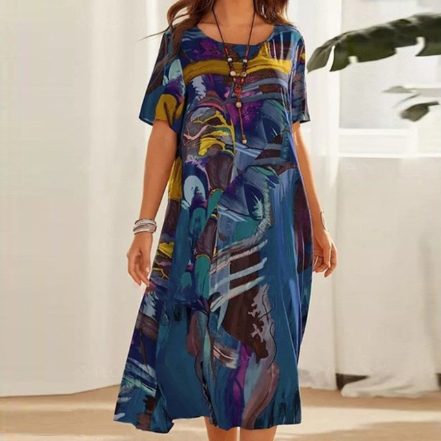 Emmanuelle | Womenâs Mid-Calf Short Sleeve Midi Dress