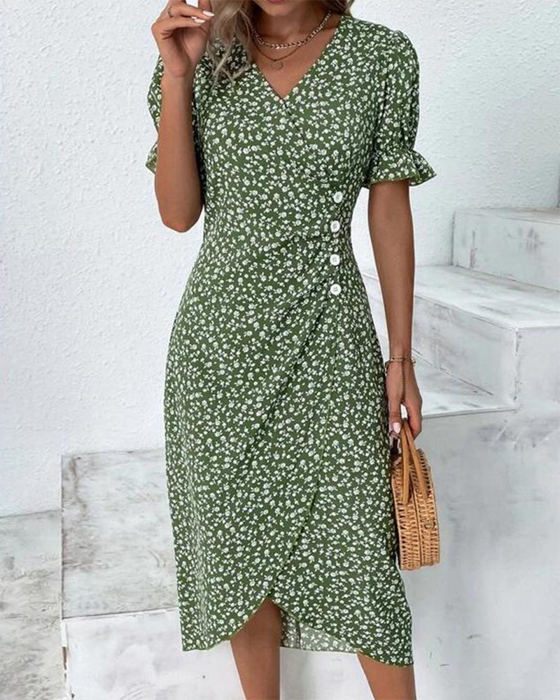 Khalee | Womenâs Short Sleeve Midi Wrap Dress
