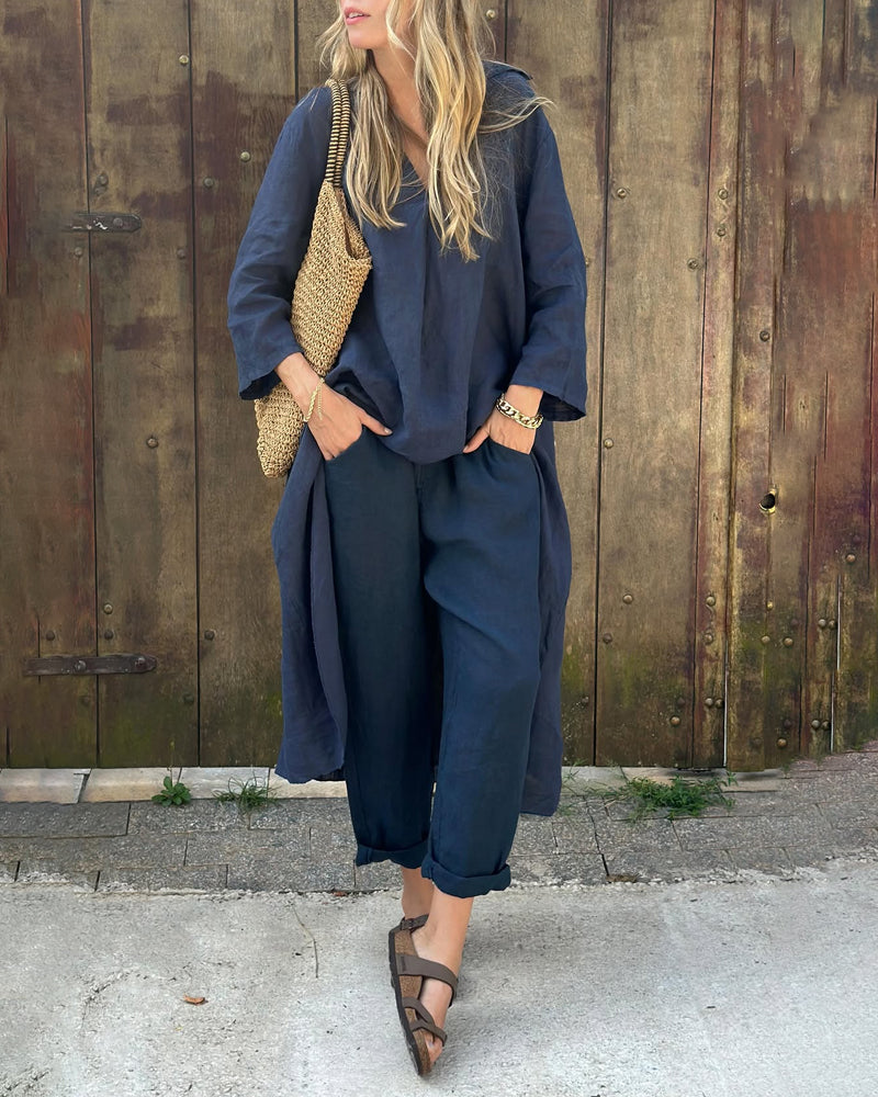 Fabiana | Womenâs Long Sleeve Wide Leg Two-Piece Set