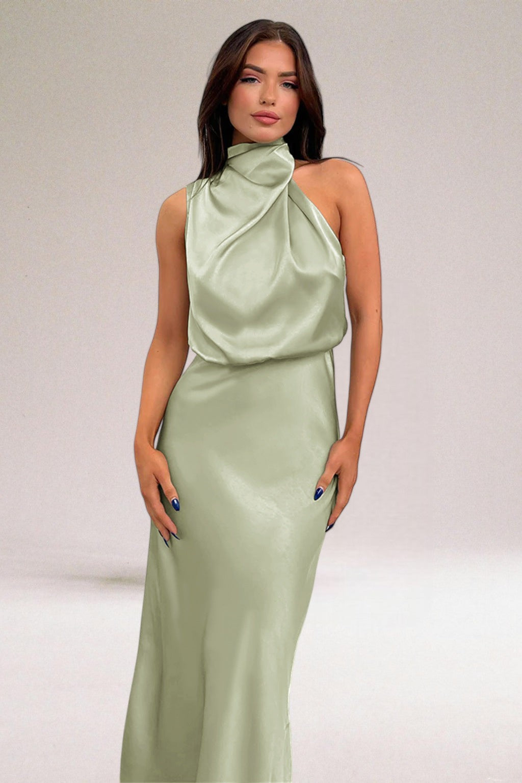 Ilse | Womenâs Blouson Halter Neck Maxi Dress