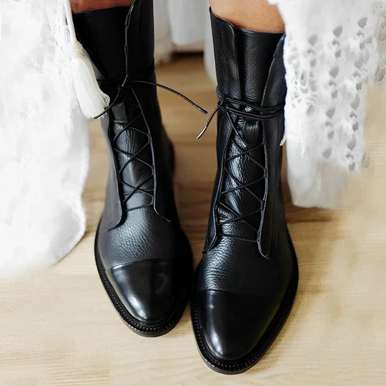 Silvia | Womenâs Lace Up Mid Calf Boots