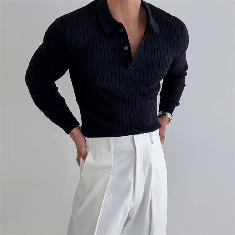 Philip | Men’s Knit Long Sleeve Polo Shirt