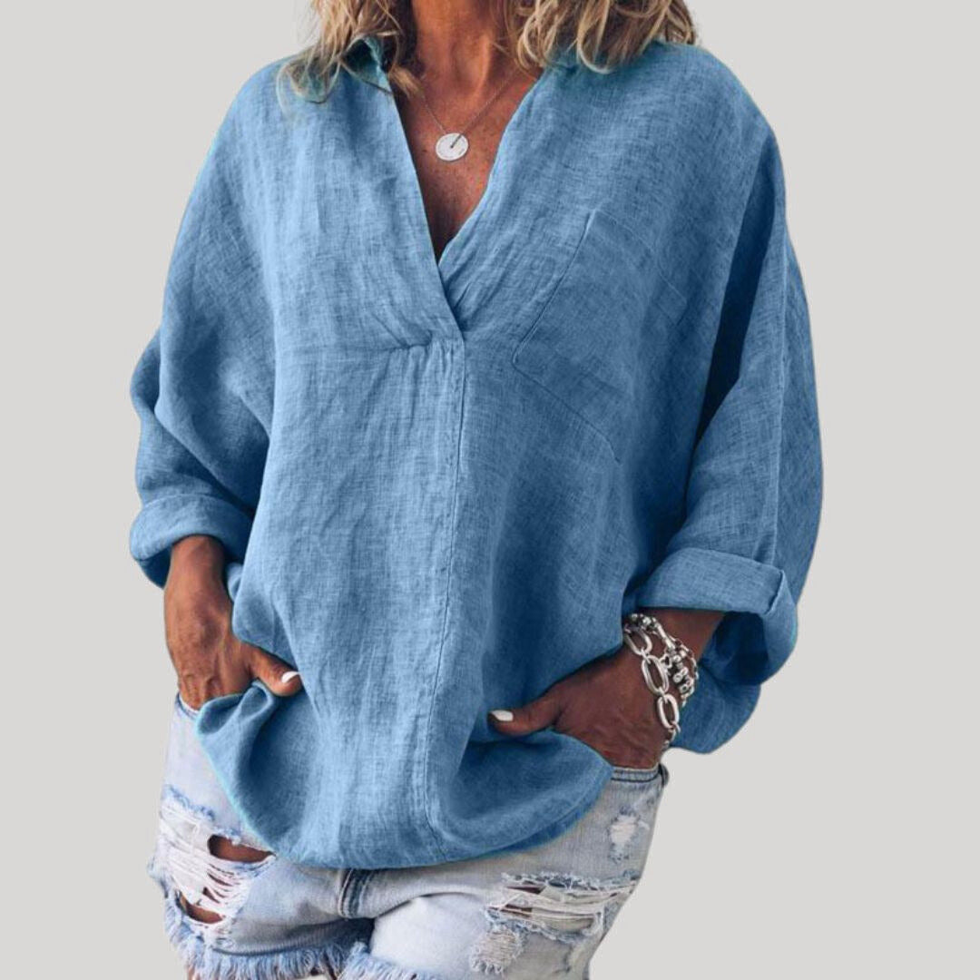 SolĂšne | Womenâs Linen Long Sleeve Blouse