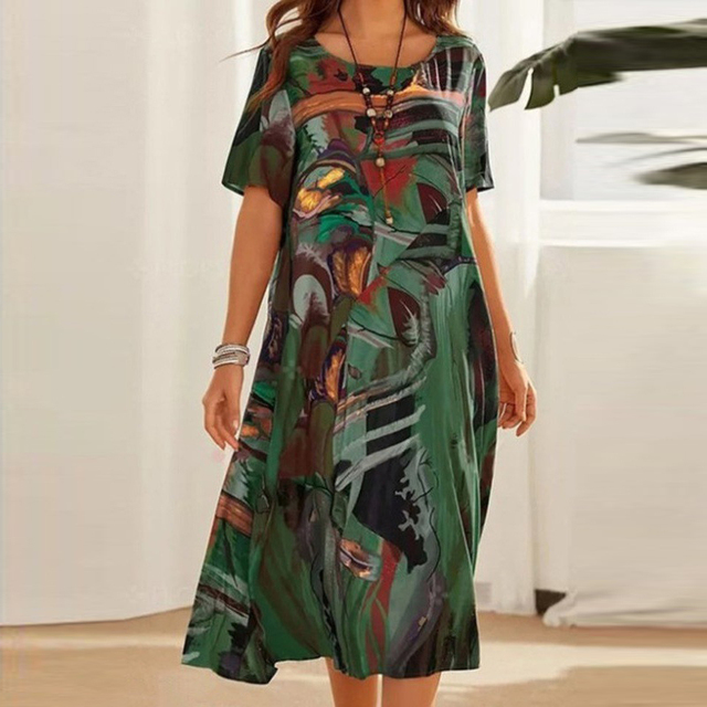 Emmanuelle | Womenâs Mid-Calf Short Sleeve Midi Dress
