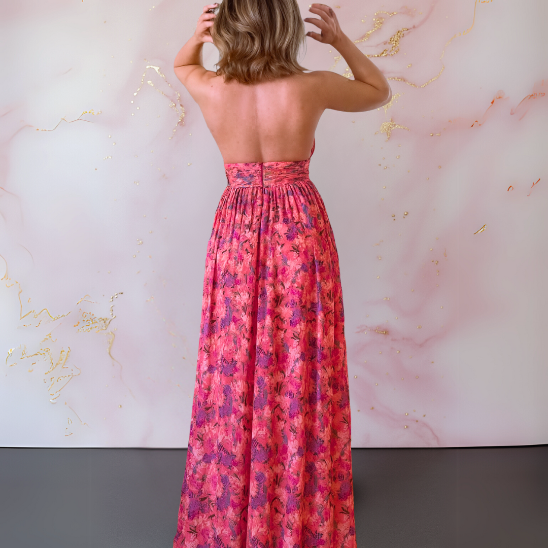 Amoret | Womenâs Halter Backless Maxi Dress
