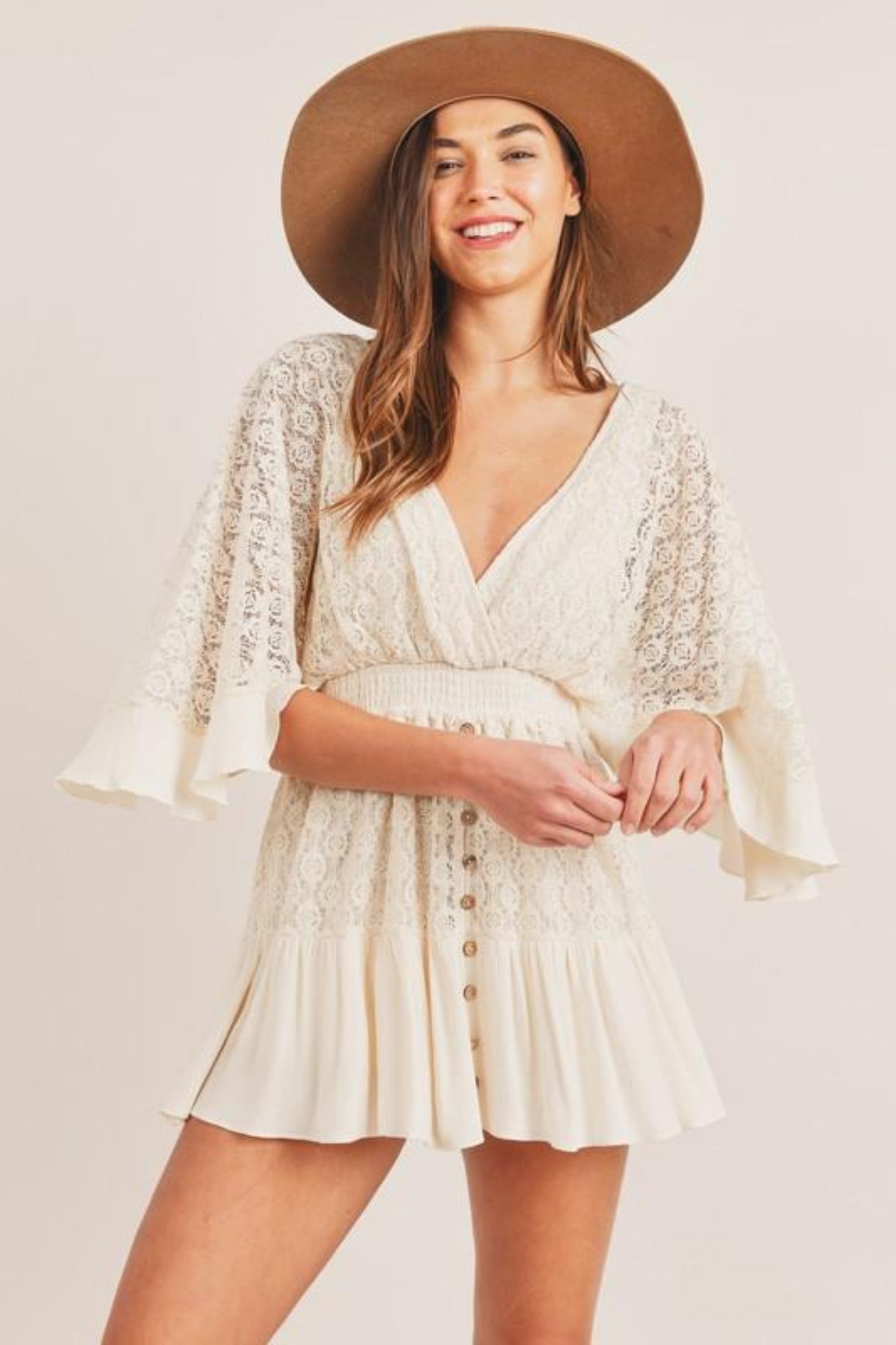 Beatrice | Womenâs Lace Long Sleeve Mini Dress