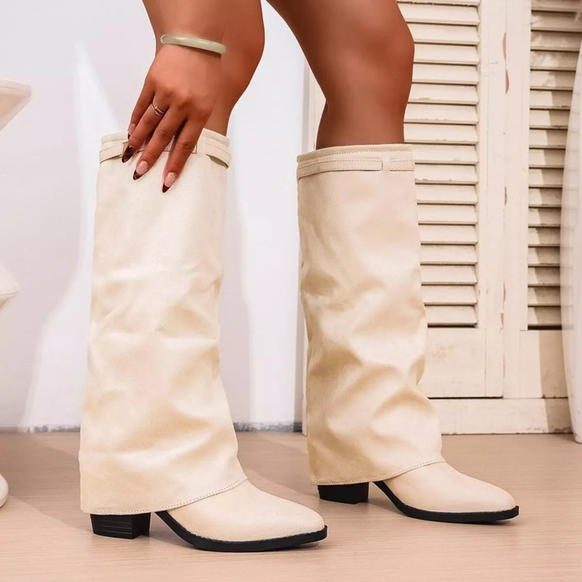 Anya | Womenâs Knee High Low Heel Boots