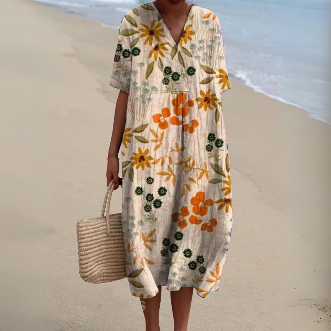 Lesly | Women’s Floral Short Sleeve Midi Dress