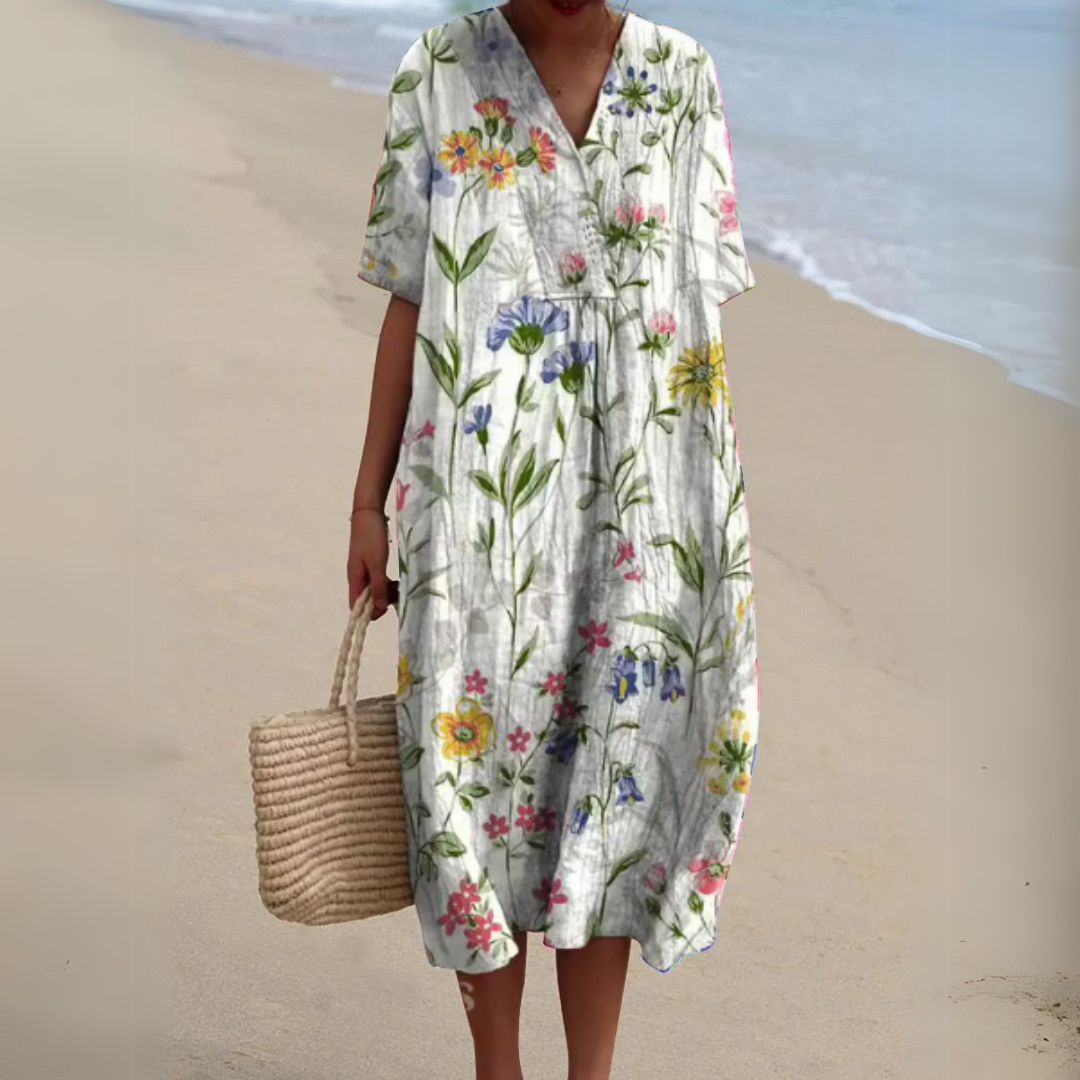 Lesly | Women’s Floral Short Sleeve Midi Dress