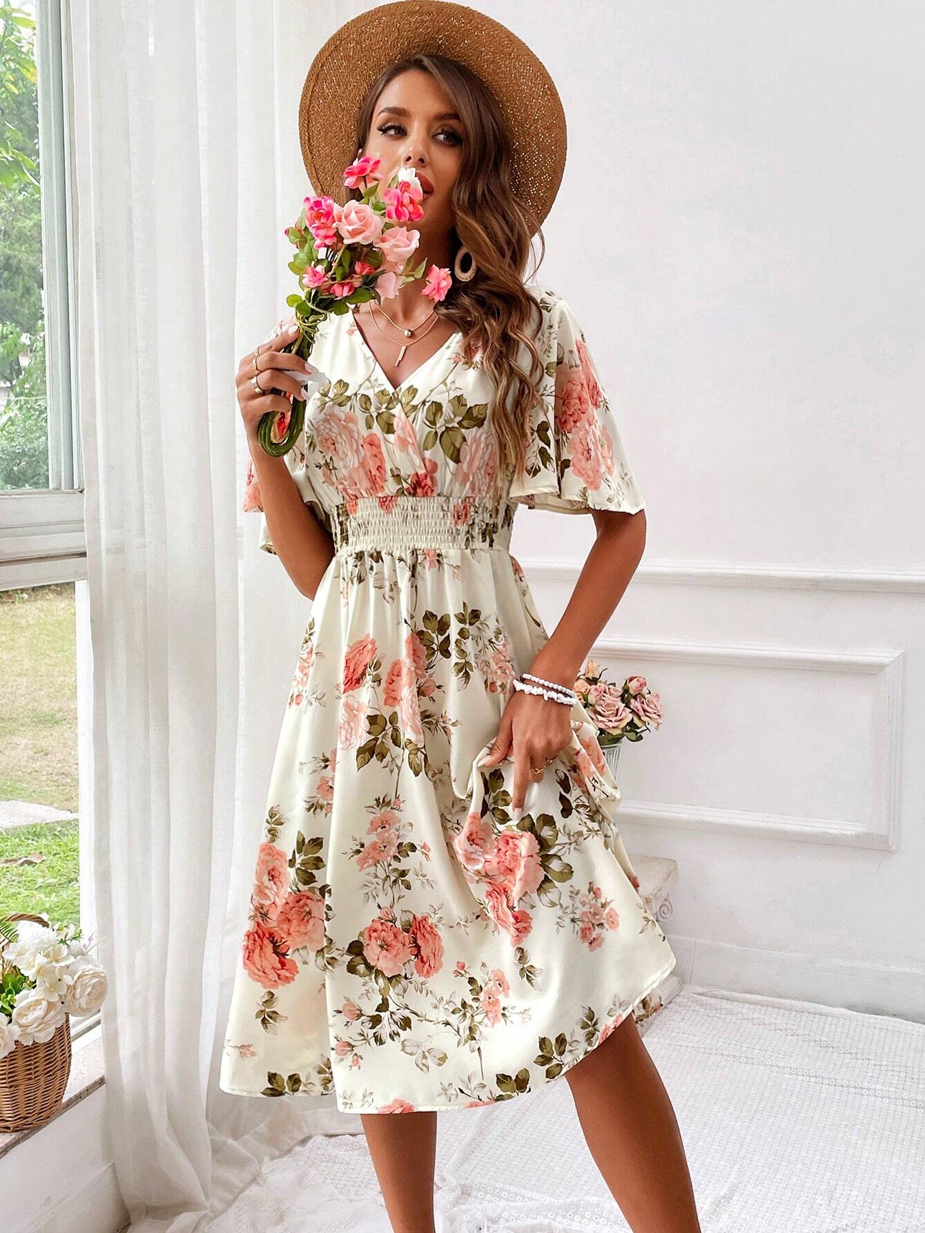 Kerensa | Women’s Floral V-Neck Midi Dress