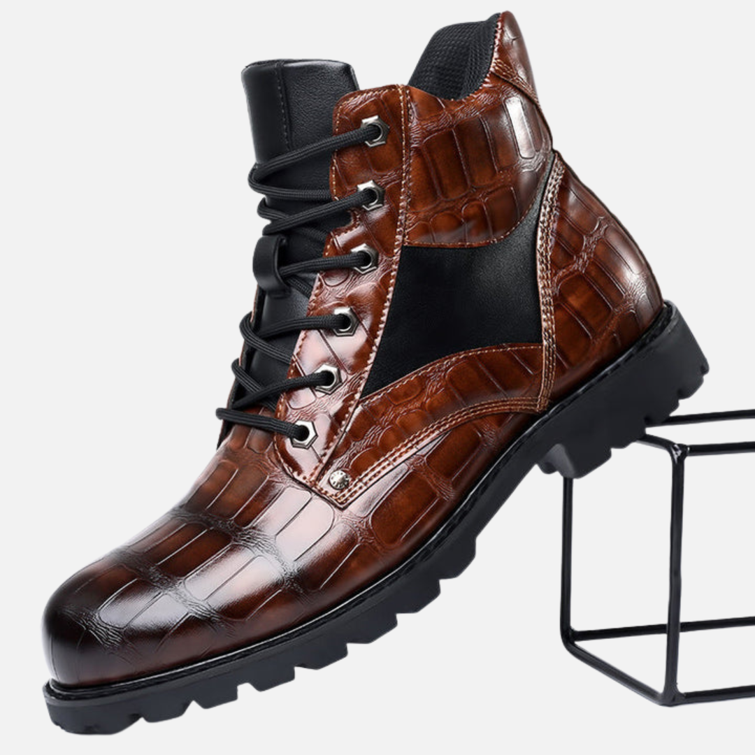 Carlsen | Men’s Crocodile Embossed Ankle Boots