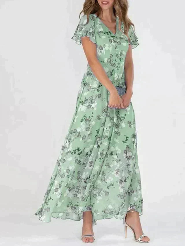 Katinka | Womenâs Flutter Sleeve Floral Maxi Dress