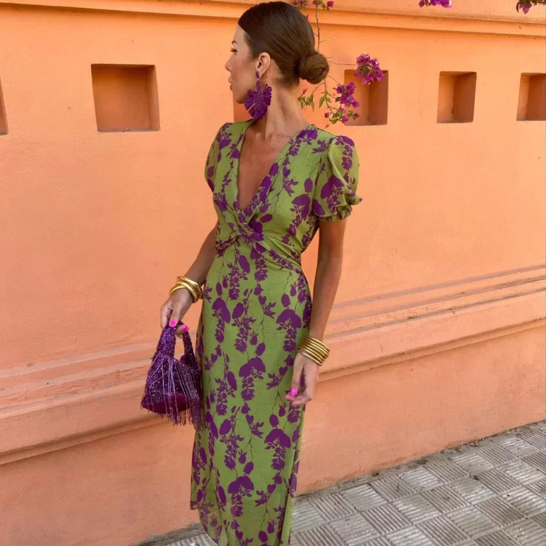 Klara | Womenâs V-Neck Floral Wrap Maxi Dress
