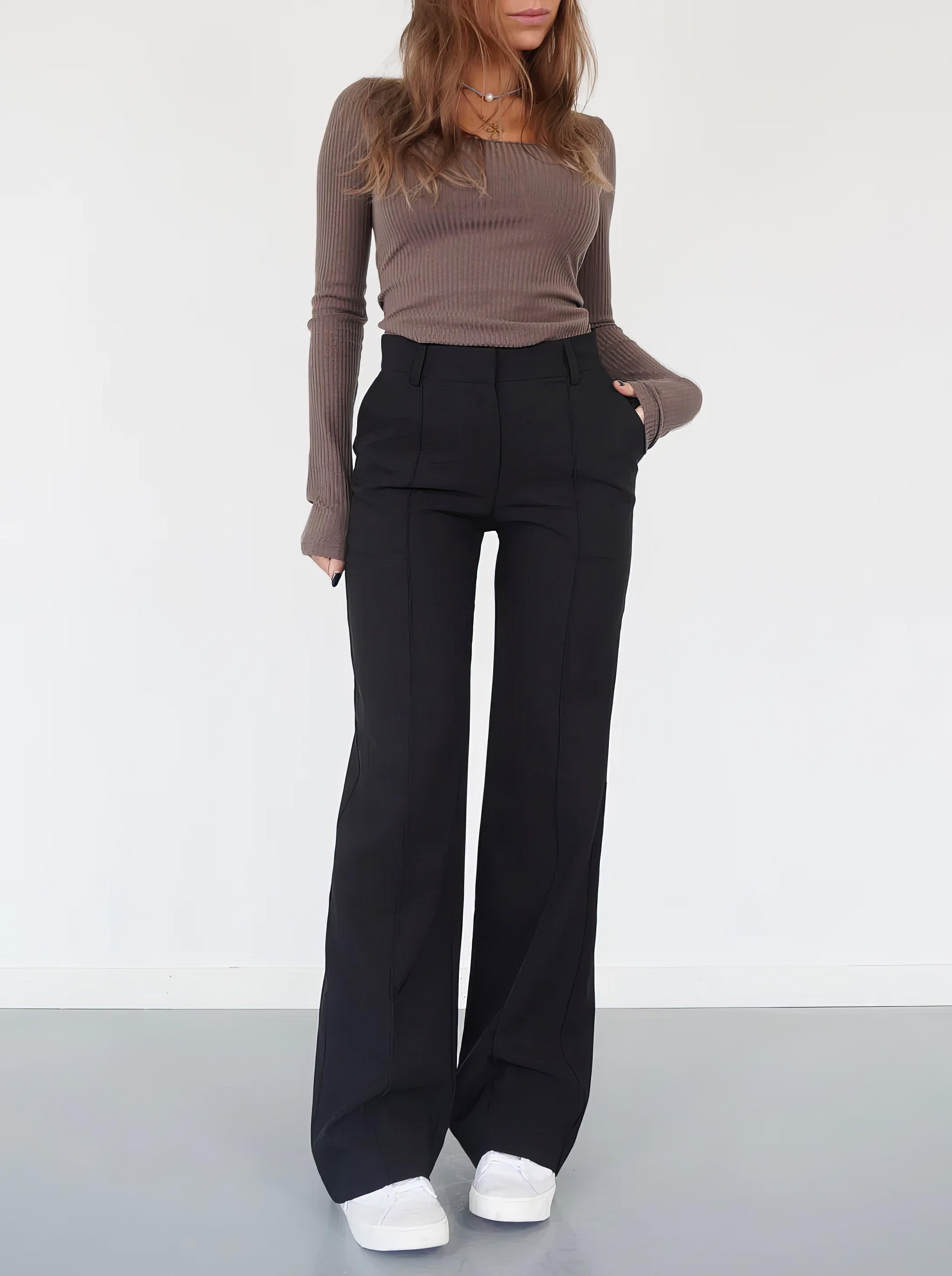 Eloise | Womenâs High-Rise Pintuck Flowy Trousers