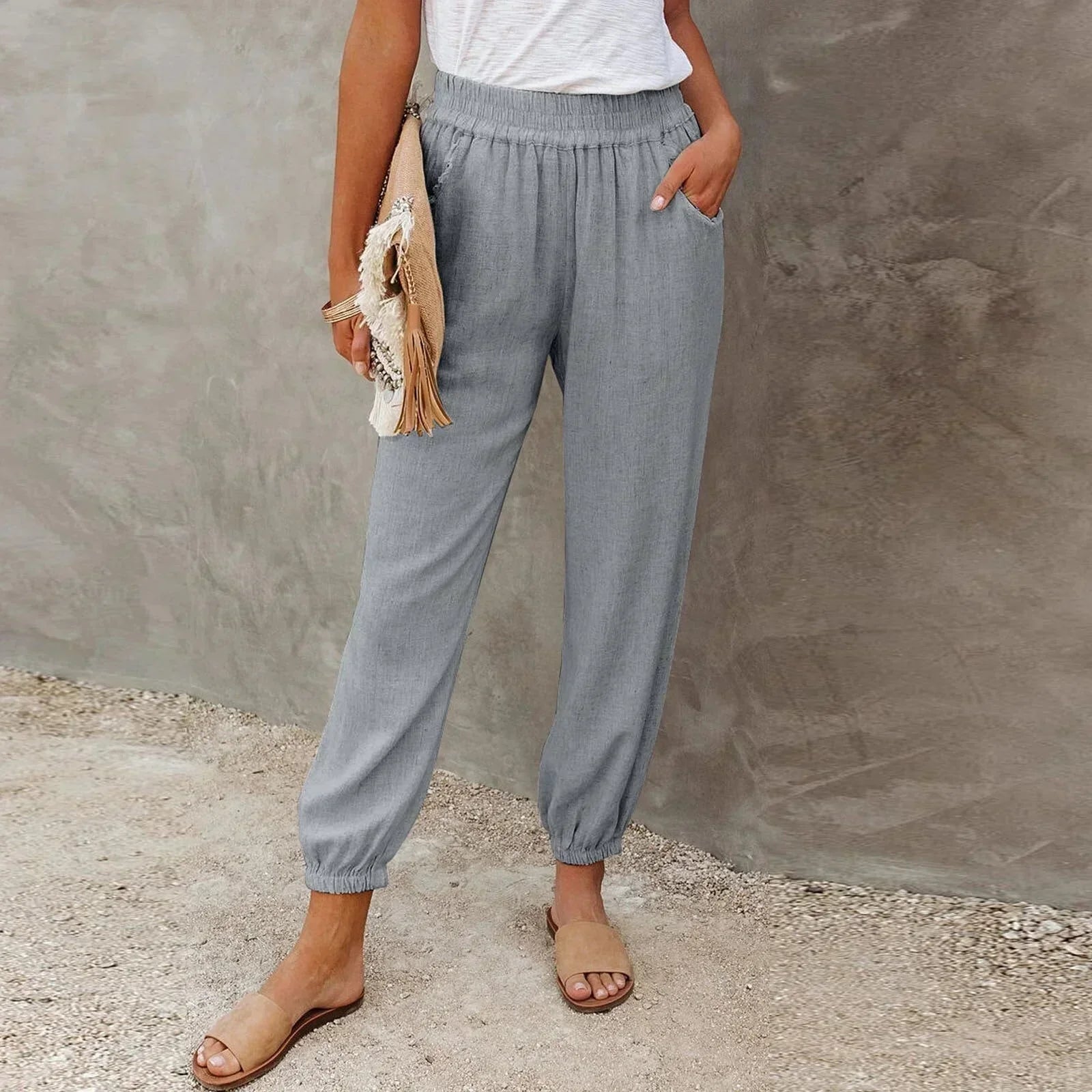 Agnes | Womenâs Smocked Waist Harem Trousers