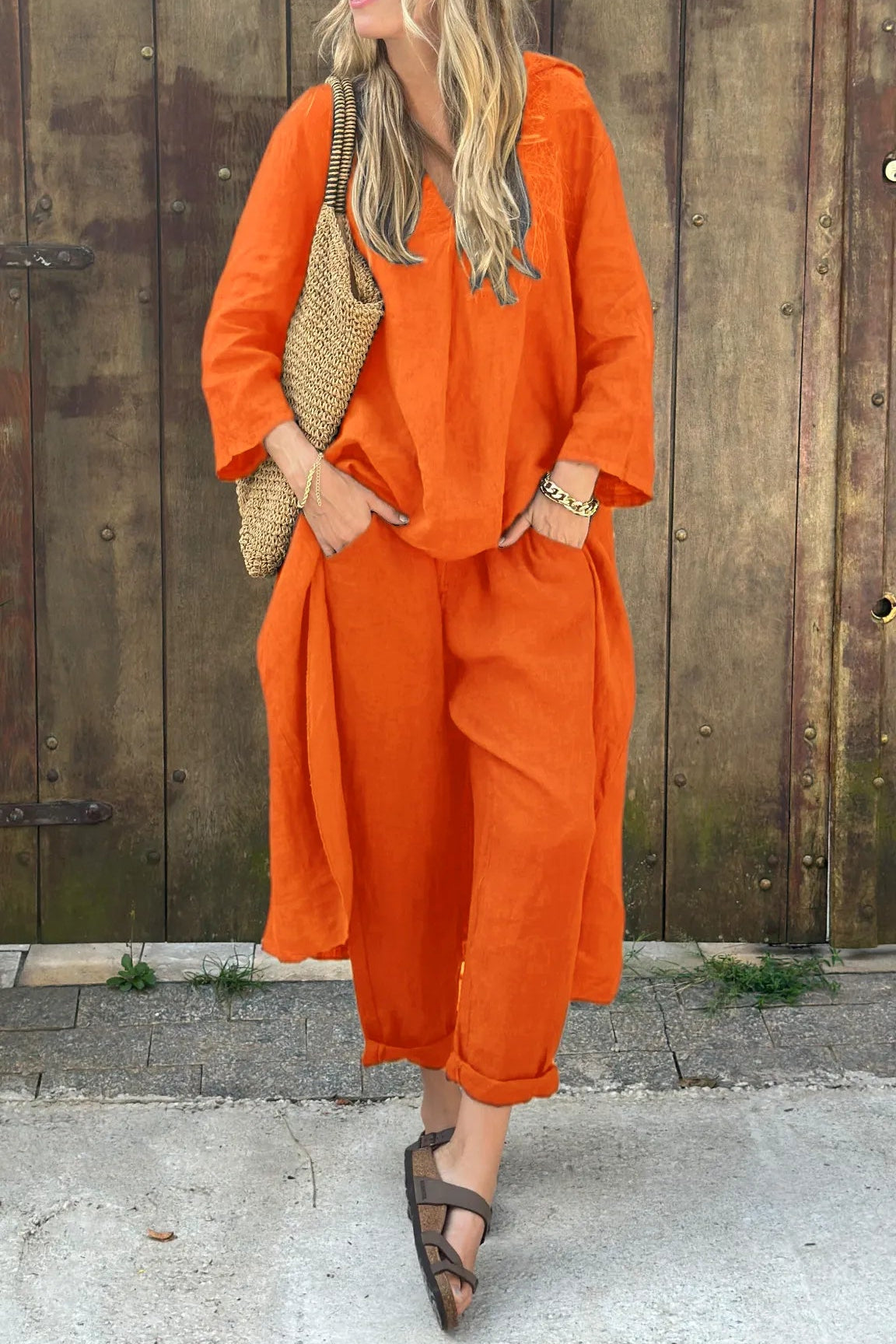Fabiana | Women’s Long Sleeve Wide Leg Two-Piece Set