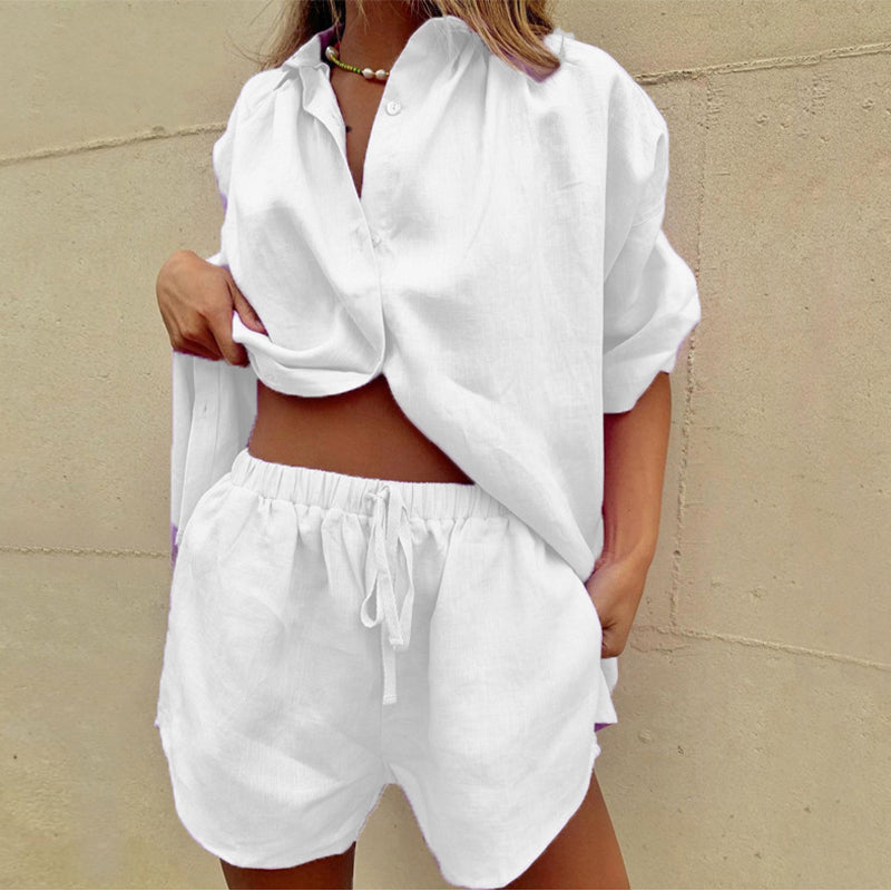 Esmiralda | Womenâs Button-Up Shorts Two-Piece Set