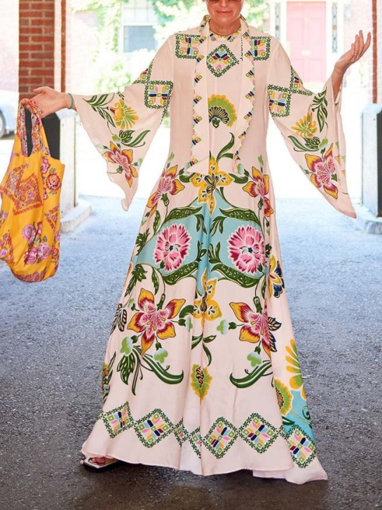Fern | Women’s Long Sleeve Printed Maxi Dress