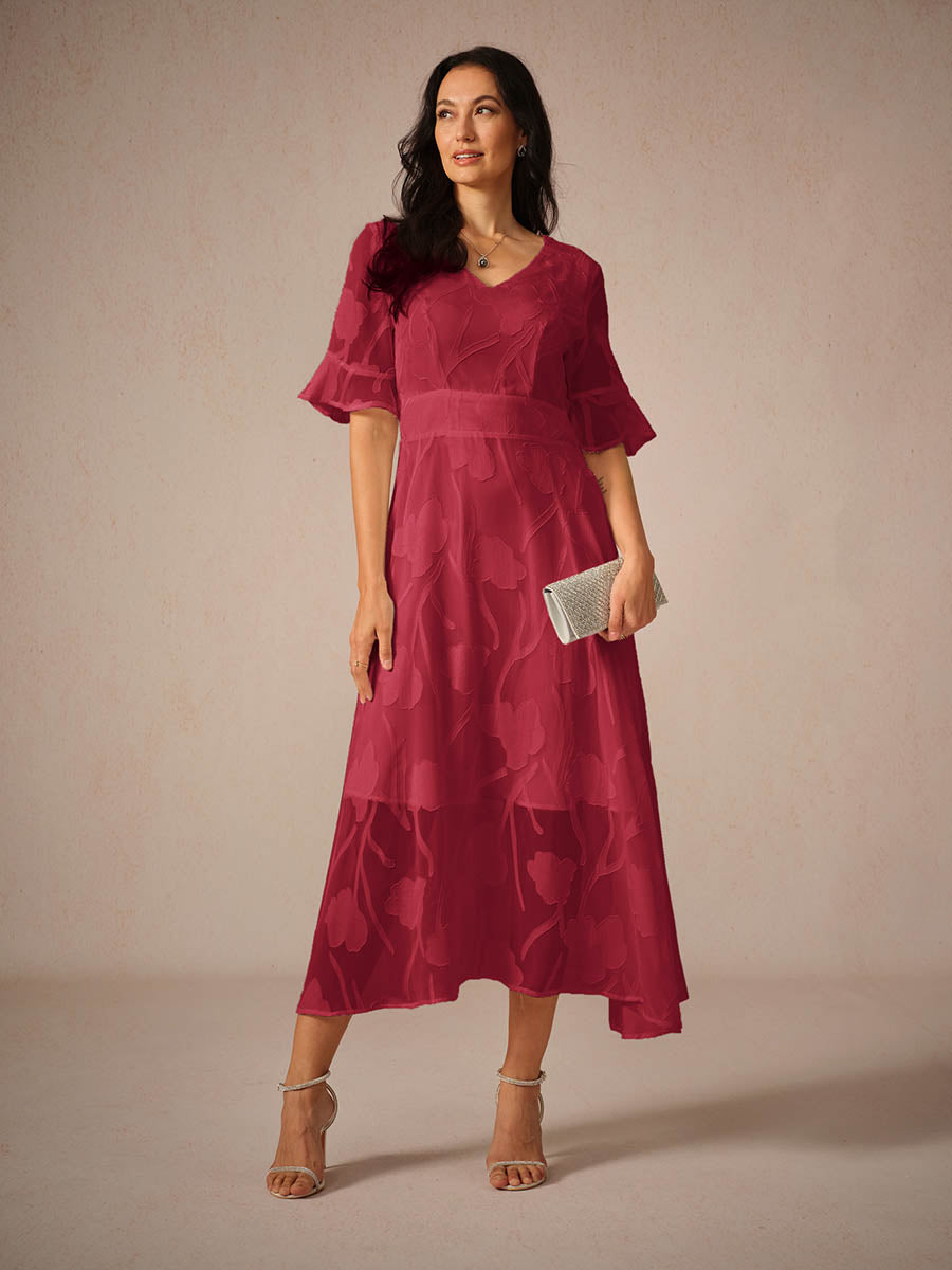 Aishana | Women’s Short Sleeve Floral Midi Dress