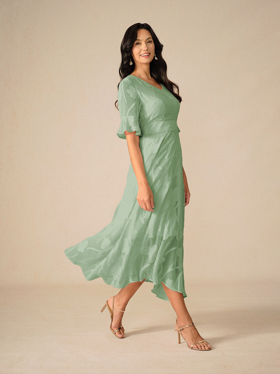 Aishana | Women’s Short Sleeve Floral Midi Dress