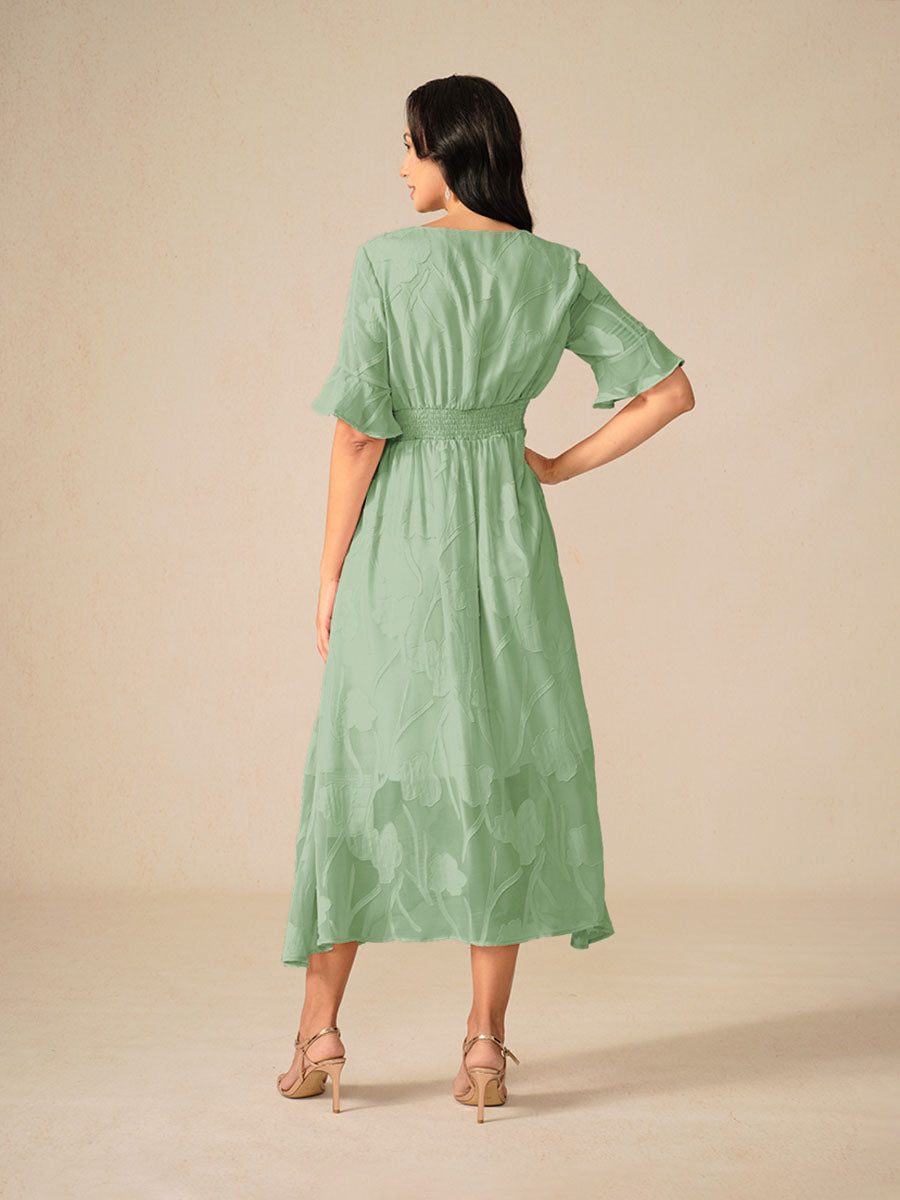 Aishana | Women’s Short Sleeve Floral Midi Dress