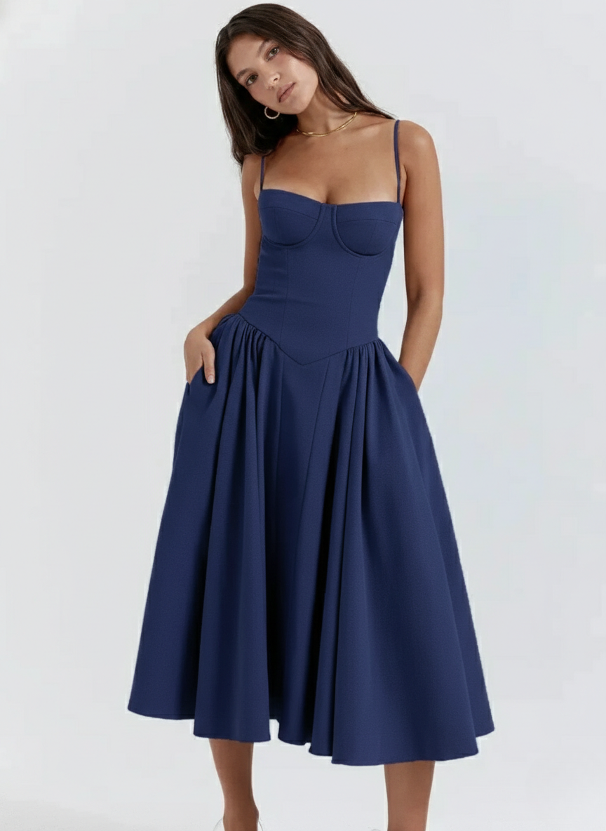 Ember | Womenâs Sleeveless Corset Style Midi Dress