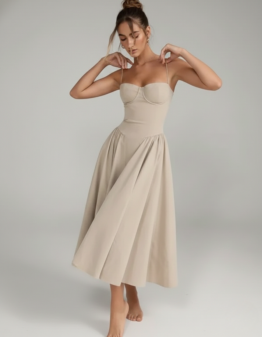 Ember | Womenâs Sleeveless Corset Style Midi Dress