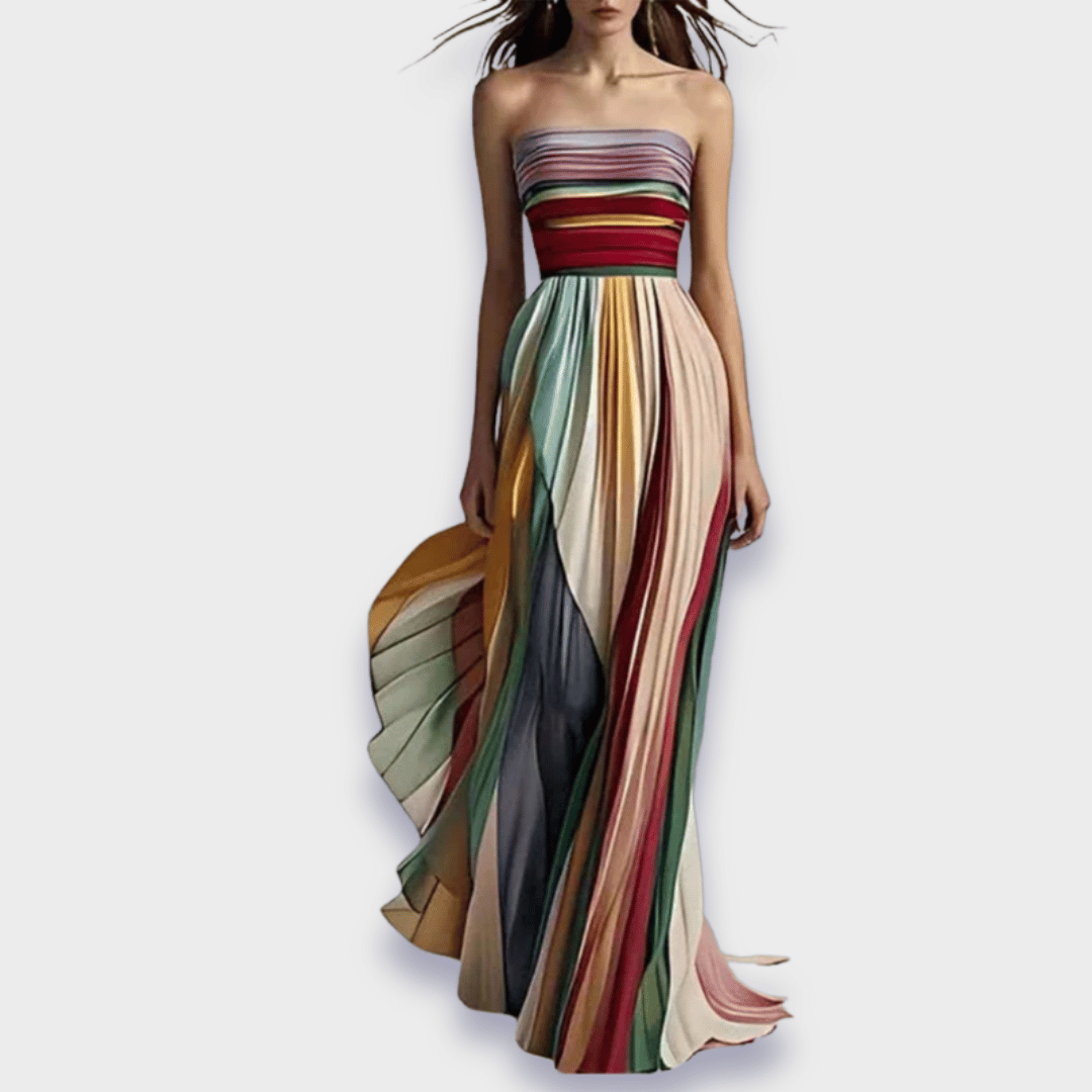 Ivonne | Womenâs Strapless Pleated Maxi Dress