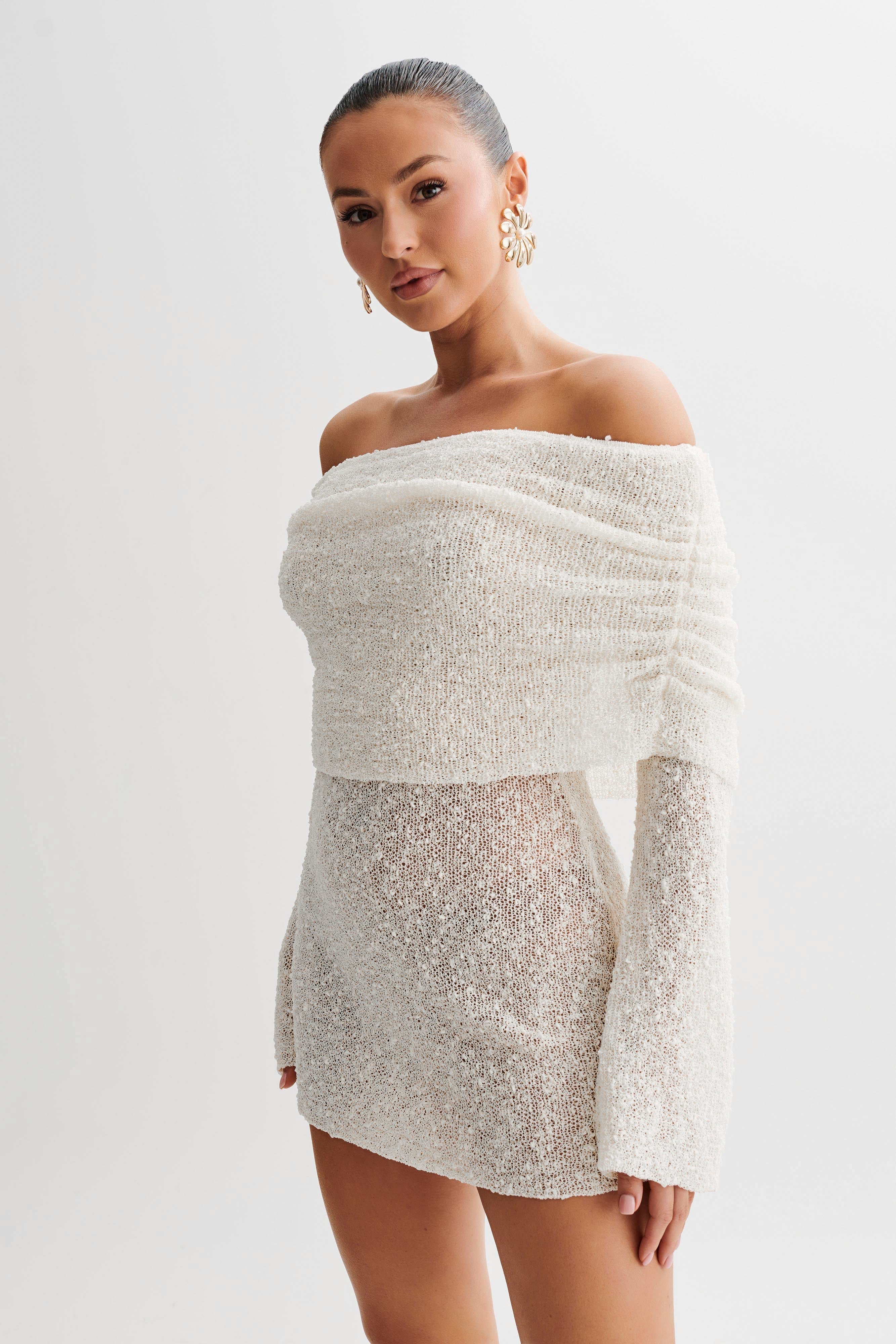 Scarlett | Womenâs Off Shoulder Knit Mini Dress