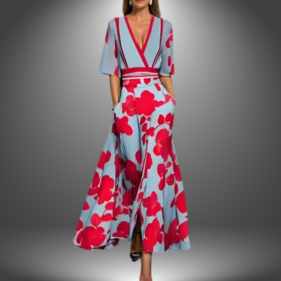 Emilia | Womenâs Floral Mid Length Sleeve Maxi Dress