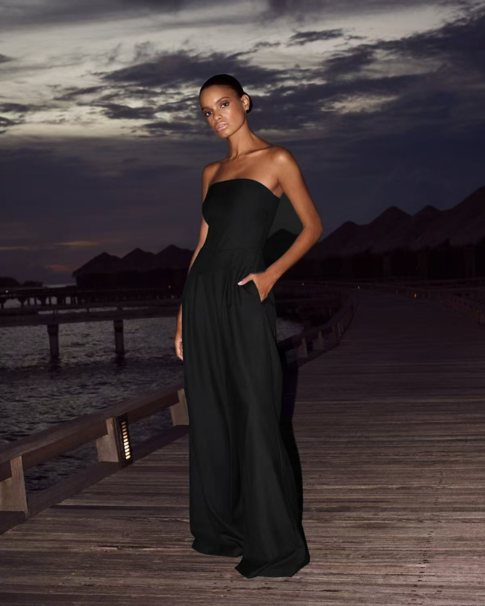 Shadi | Womenâs Cocktail Crepe Strapless Jumpsuit