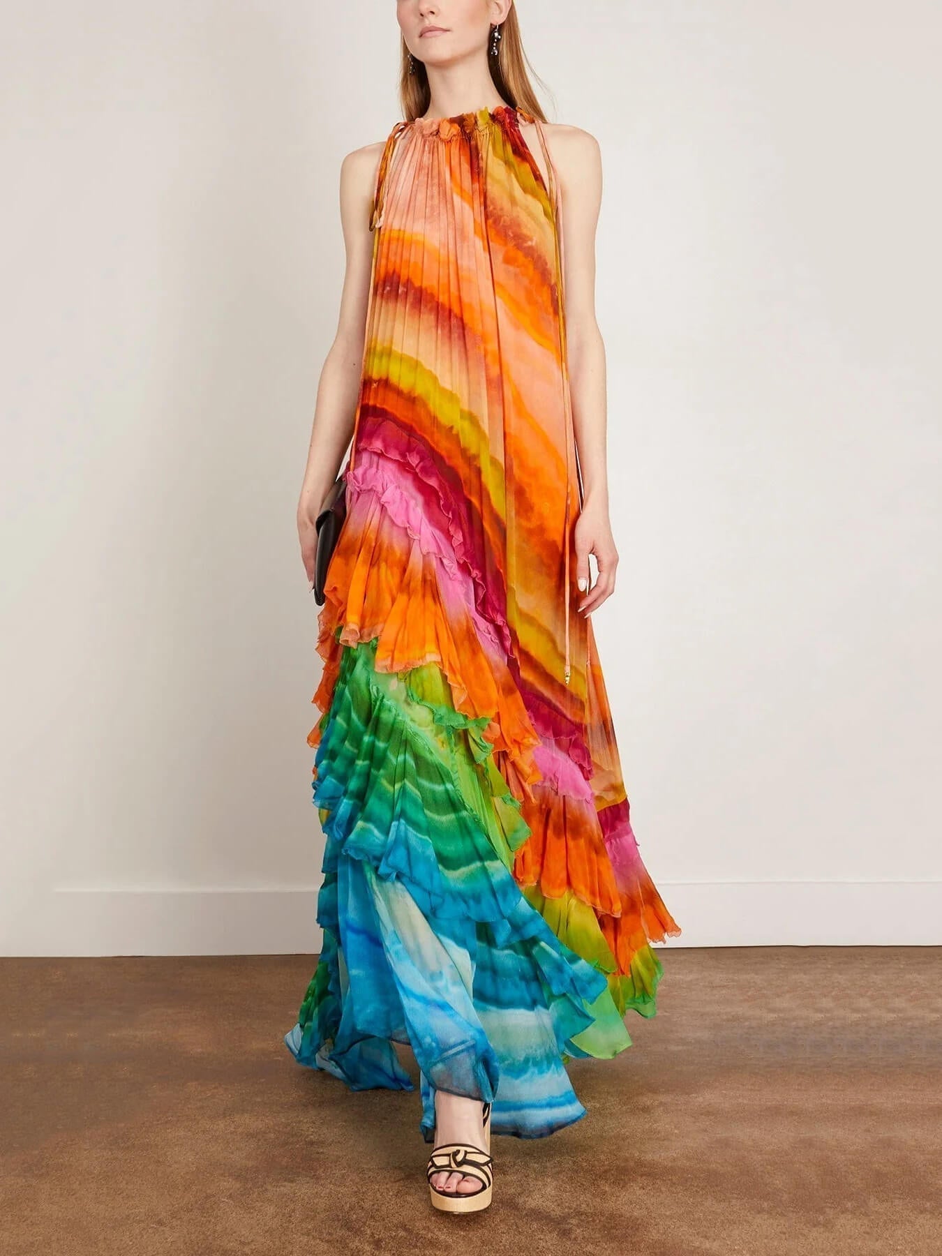 Katrine | Womenâs Ruffle Sleeveless Halter Maxi Dress
