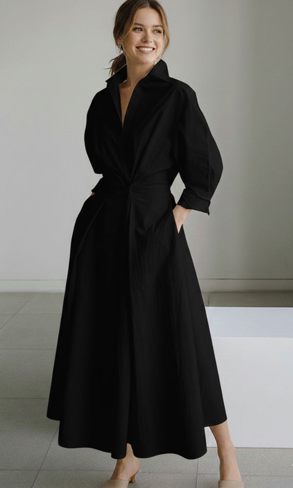 Hana | Women’s Long Sleeve Maxi Shirt Dress