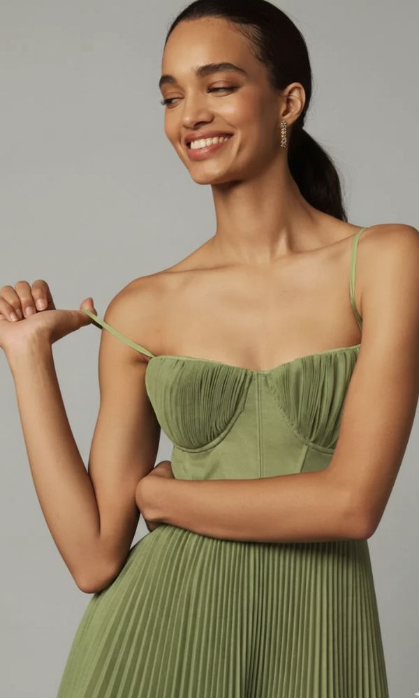 Hestia | Women’s Corset Top Pleated Maxi Dress