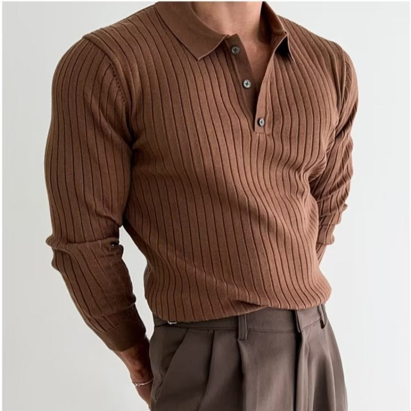 Philip | Men’s Knit Long Sleeve Polo Shirt