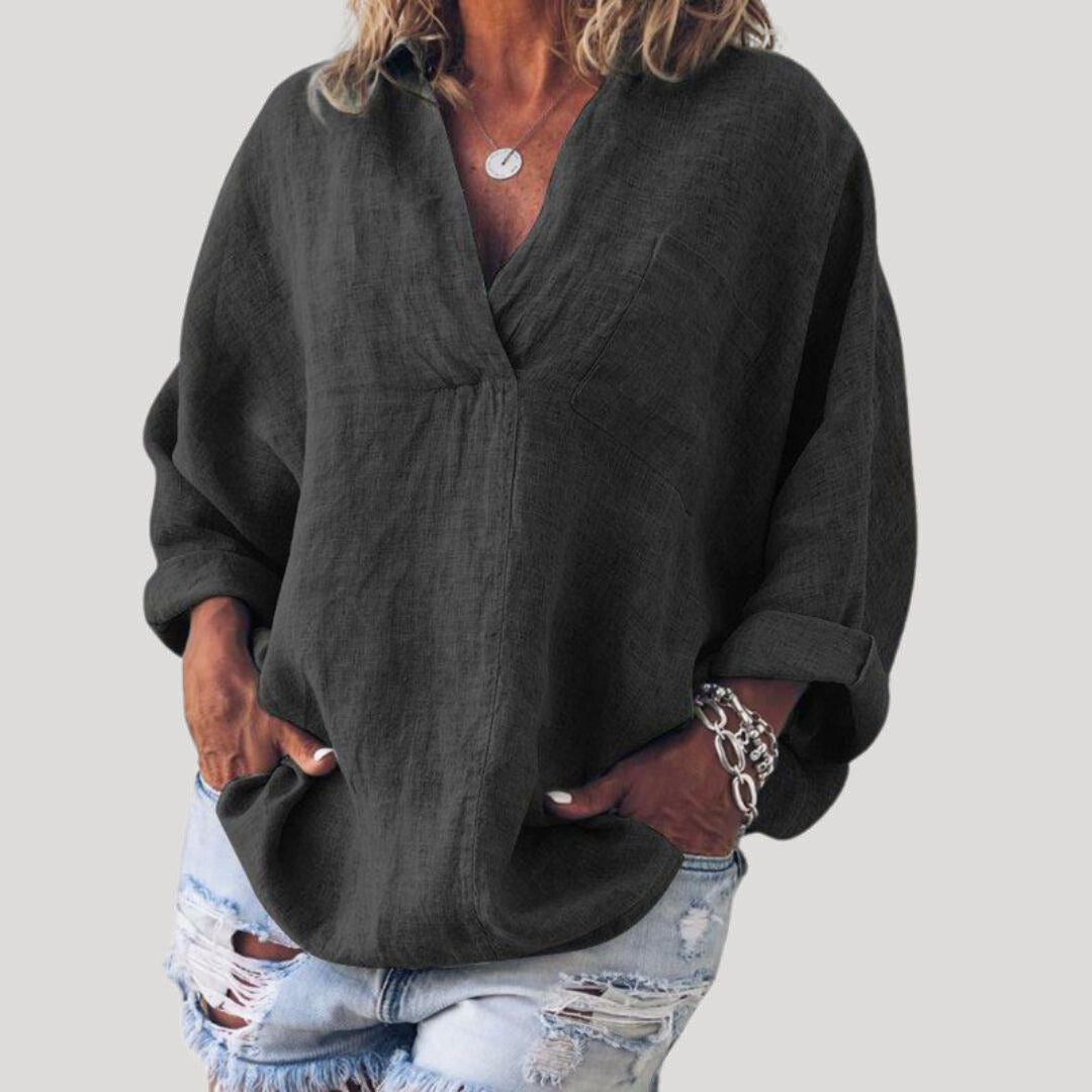 SolĂšne | Womenâs Linen Long Sleeve Blouse