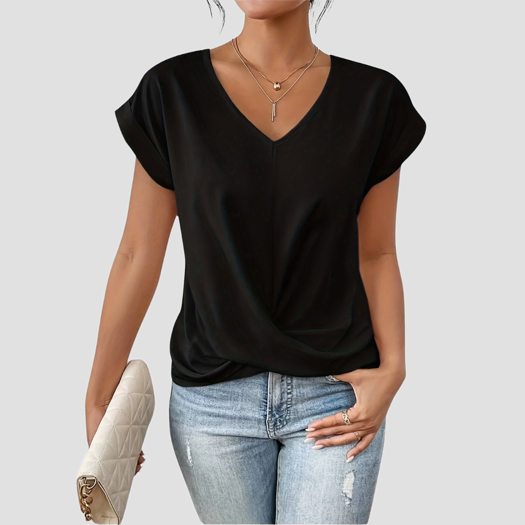 Sancia | Womenâs Twist Front Short Sleeve Blouse