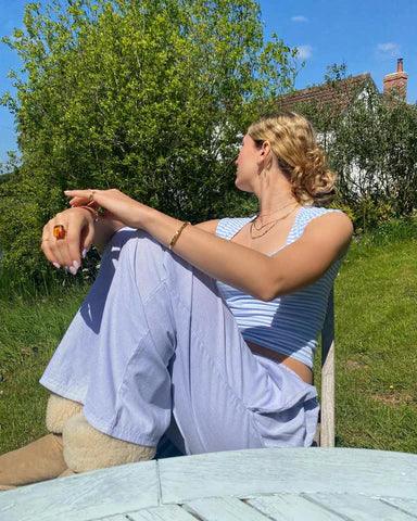 Belle | Women’s Pinstripe Pajama-Style Trousers