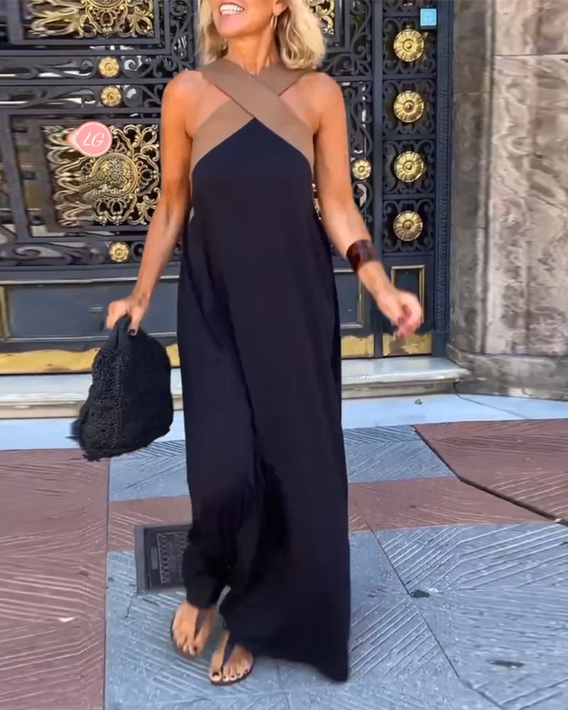 Hadrienne | Women’s Loose Halter Maxi Dress