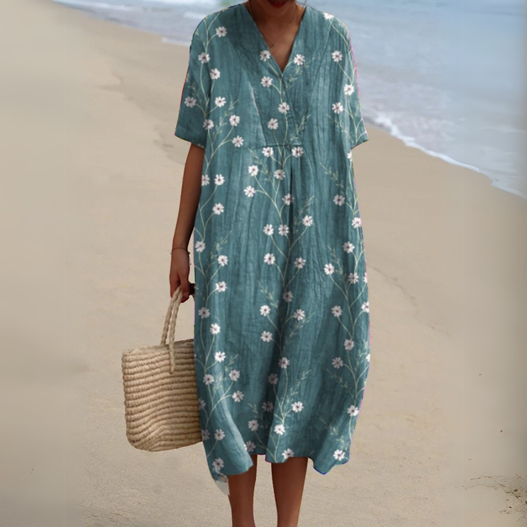 Lesly | Womenâs Floral Short Sleeve Midi Dress