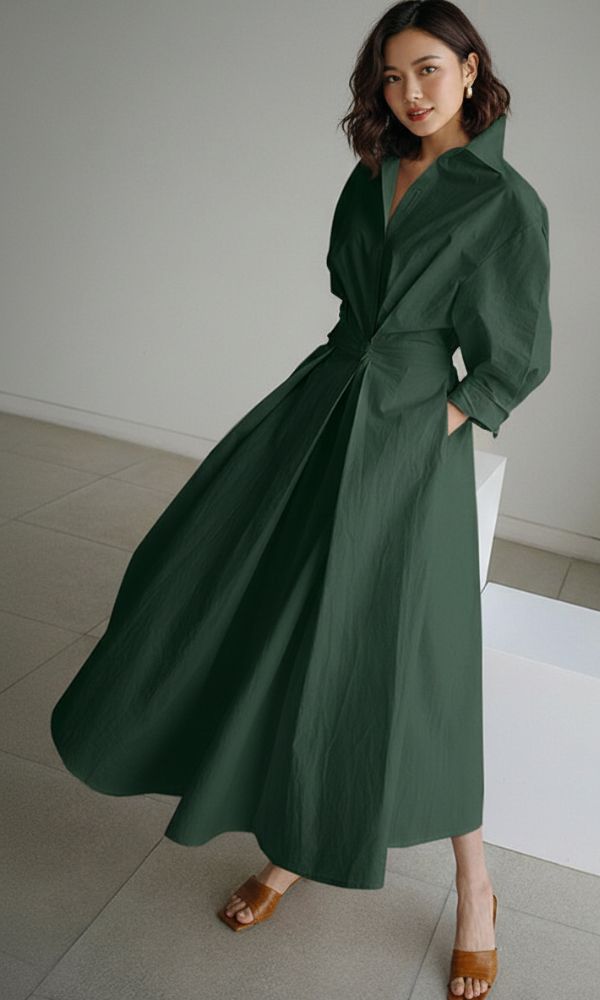 Hana | Women’s Long Sleeve Maxi Shirt Dress