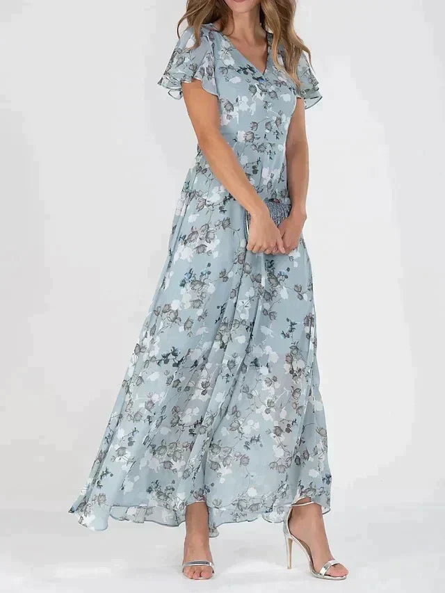 Katinka | Womenâs Flutter Sleeve Floral Maxi Dress