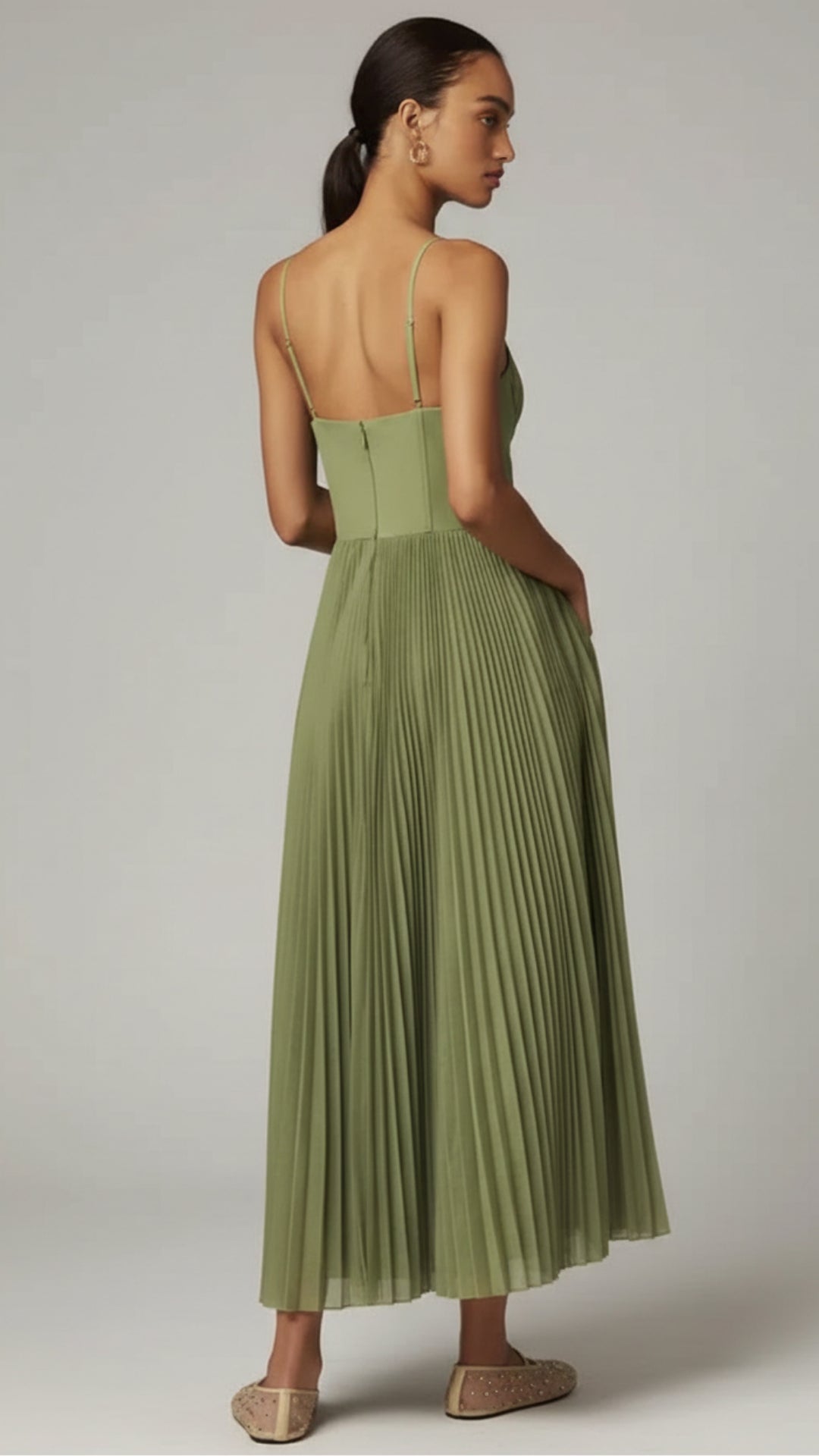 Hestia | Womenâs Corset Top Pleated Maxi Dress