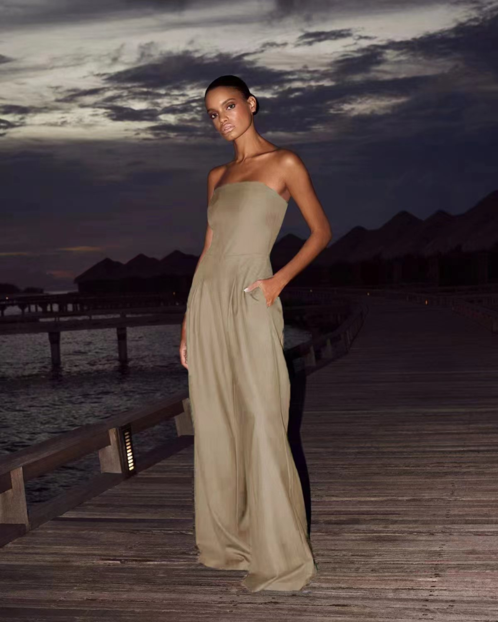 Shadi | Women’s Cocktail Crepe Strapless Jumpsuit