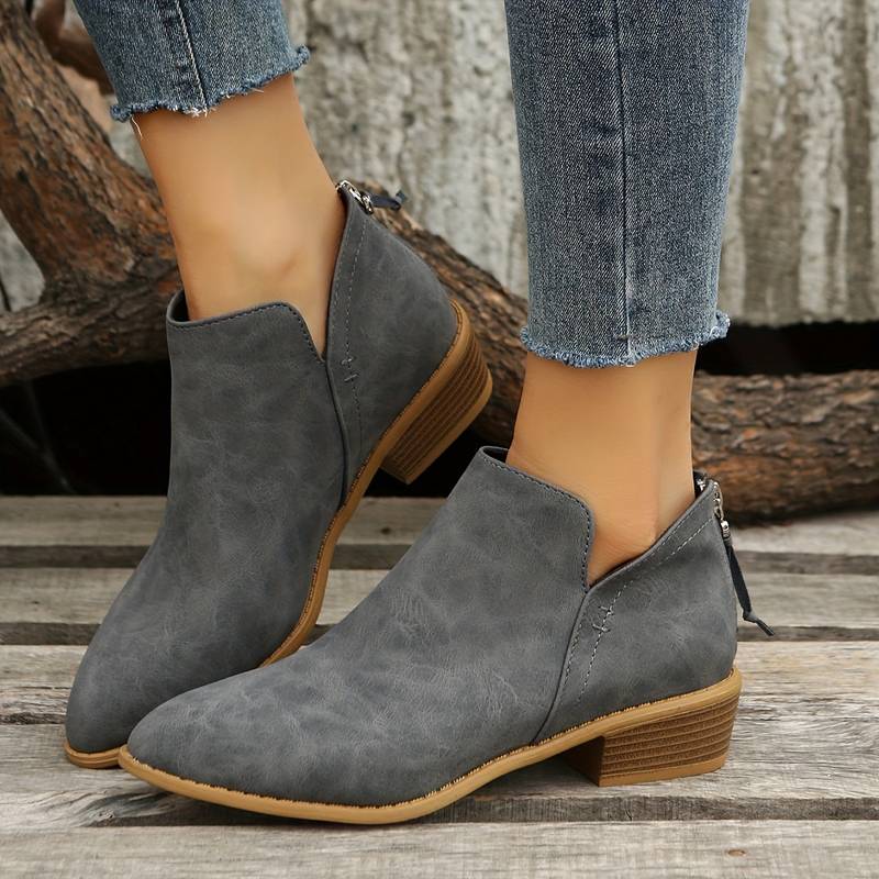 Riley | Womenâs Ankle Low Heel Slip On Boots