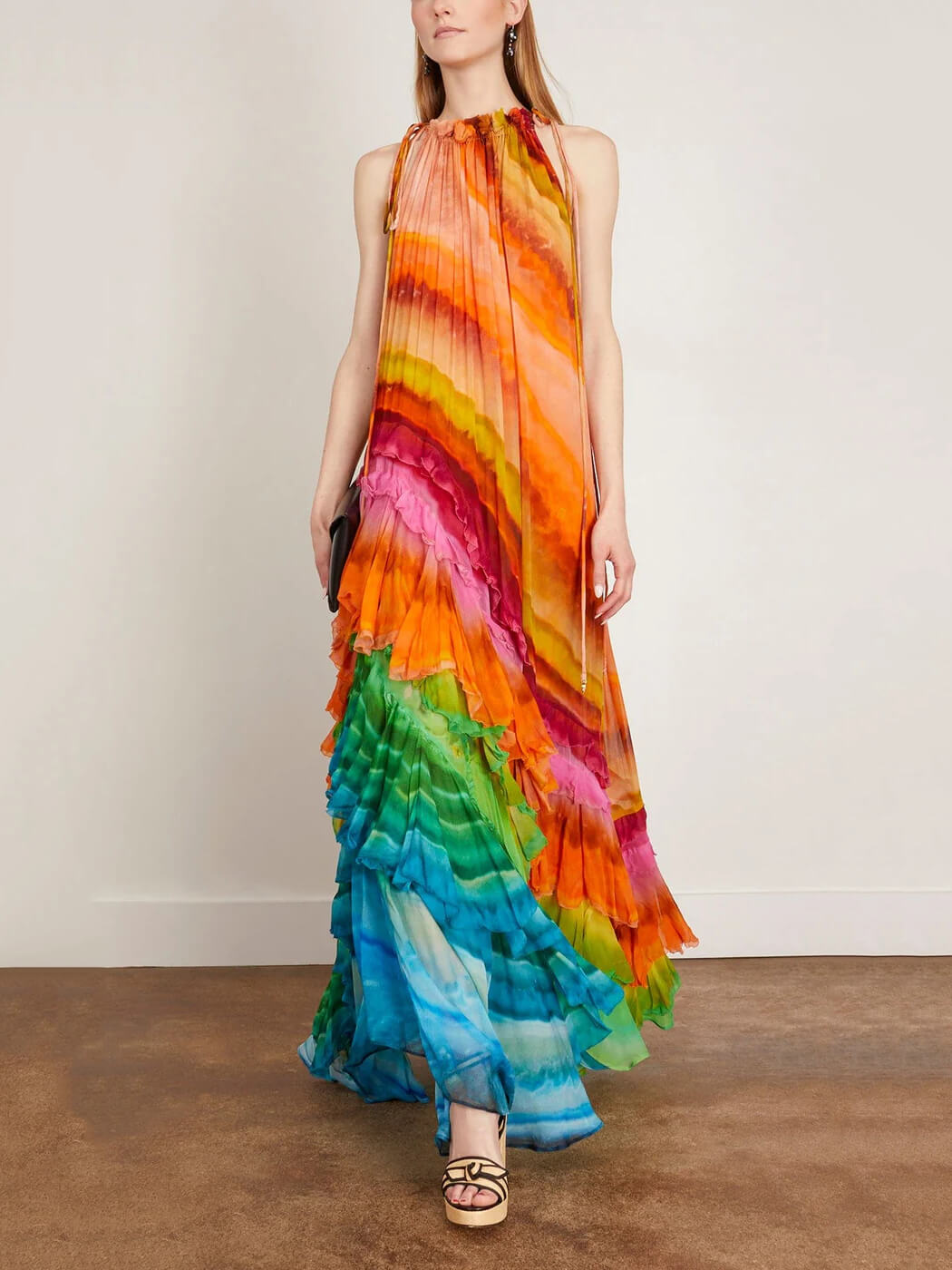 Katrine | Women’s Ruffle Sleeveless Halter Maxi Dress