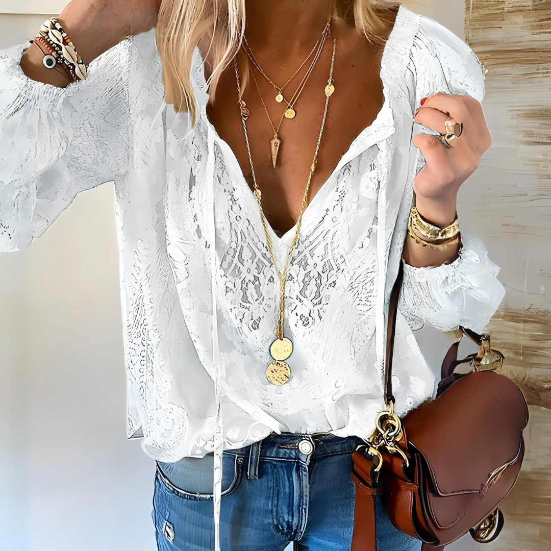MaĂ«lle | Womenâs Lace V Neck Blouse