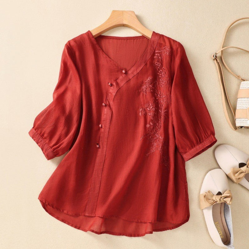 Kalina | Womenâs Embroidered Mid Sleeve Blouse