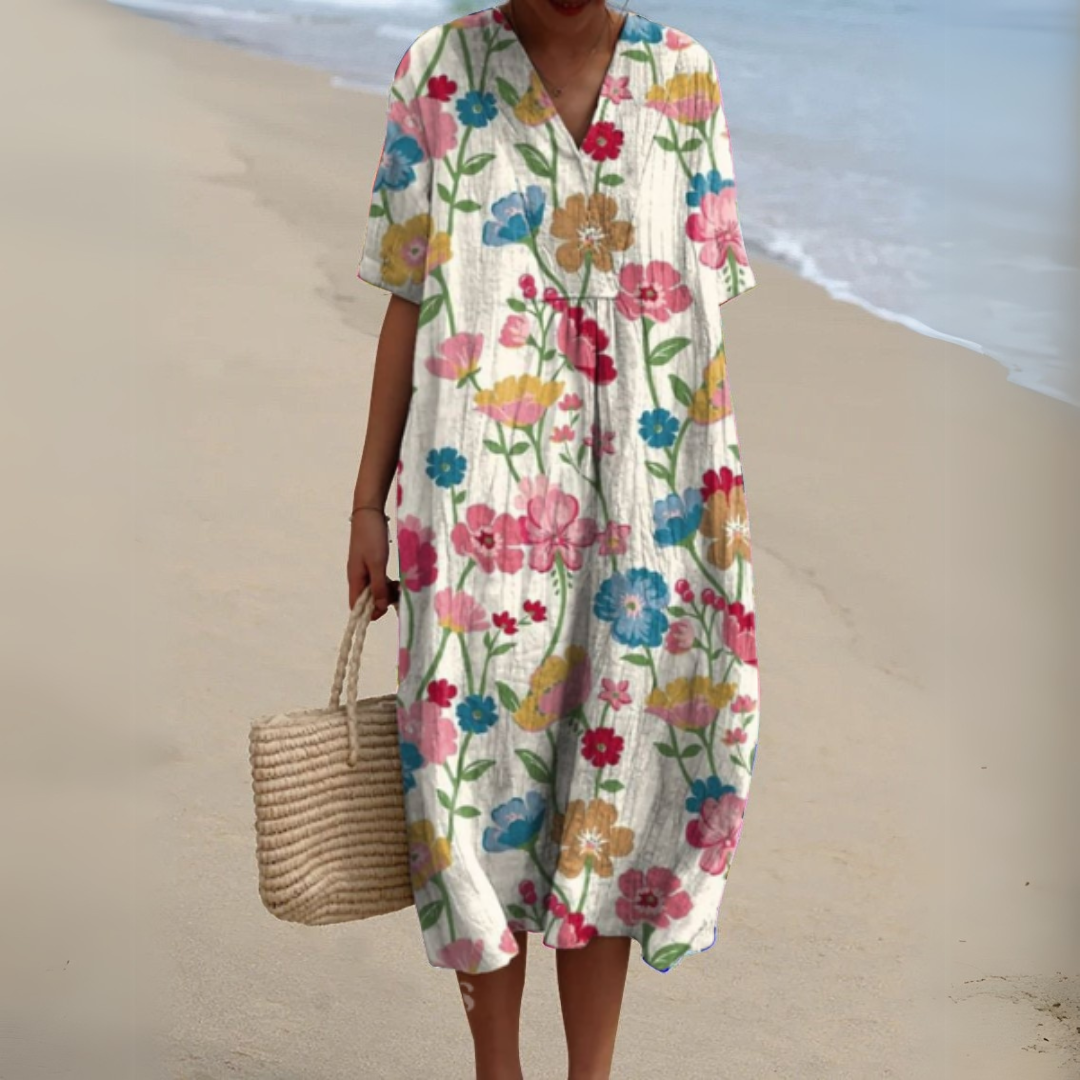 Lesly | Women’s Floral Short Sleeve Midi Dress