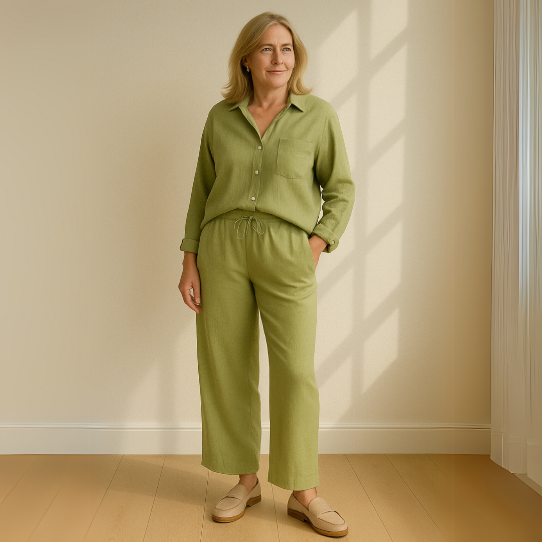Floriana | Womenâs Linen Wide Leg Outfit Set